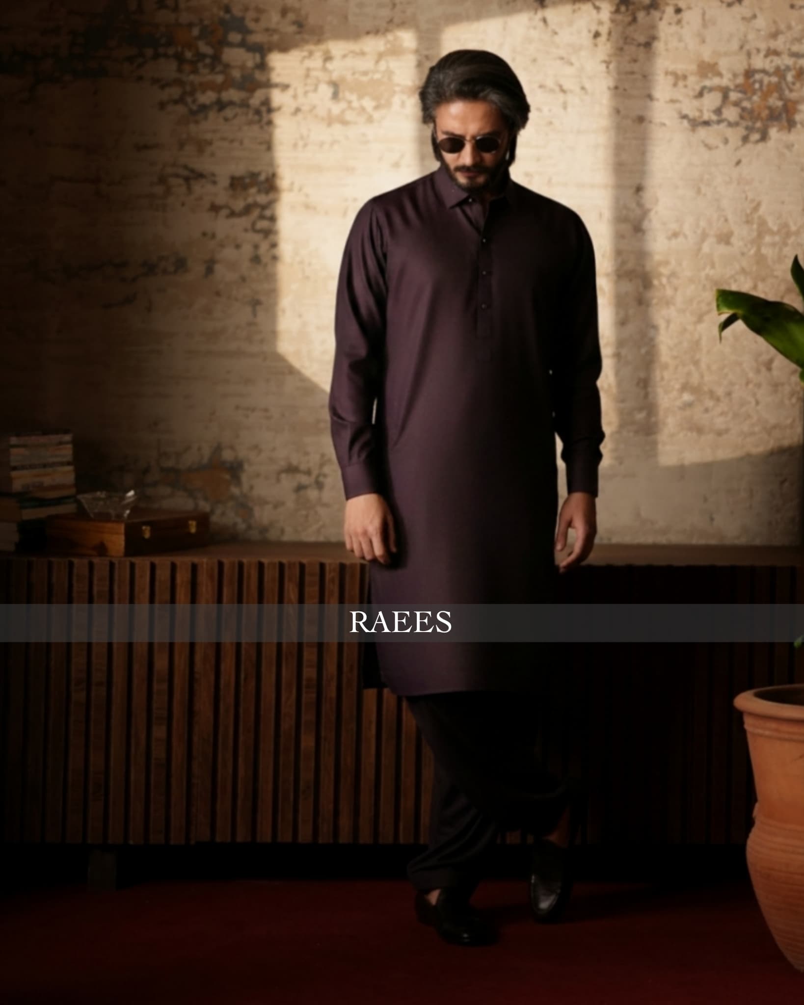 Plum Luxe Textured Kameez Shalwar