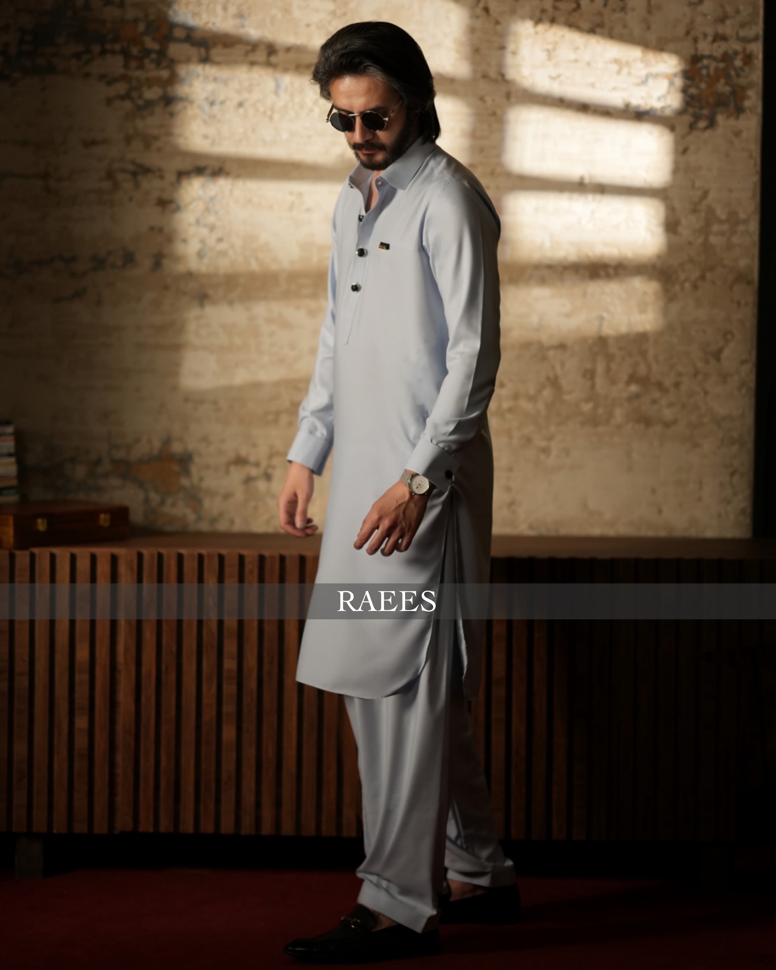 Bright Blue Regalia Textured Kameez Shalwar